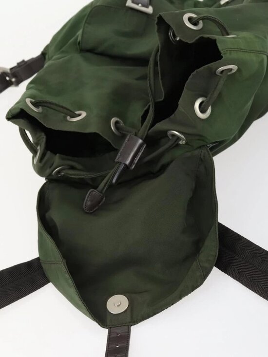 PRADA Backpack Nylon Green Silver Auth 157224 main image 16